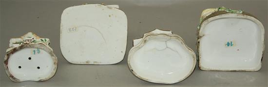 Four Staffordshire porcelain models of cottages, c.1835-50, height 9.5 - 11cm